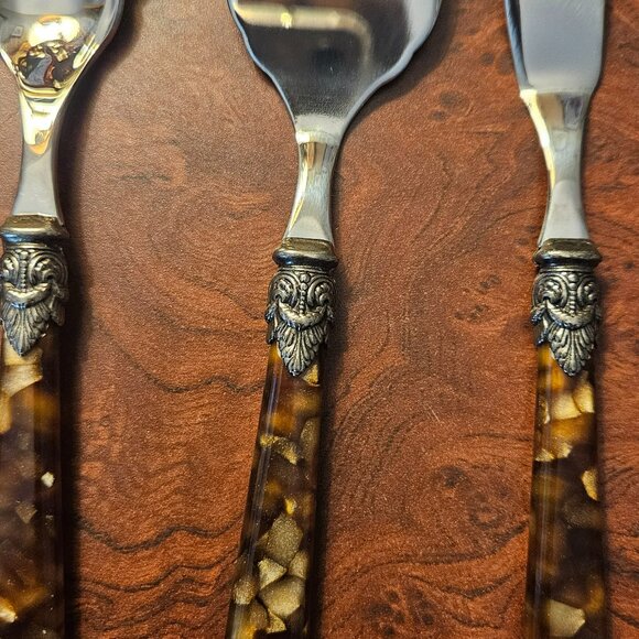 flatware 3-piece napoleon tortoise  made in Italy stainless - Picture 5 of 5